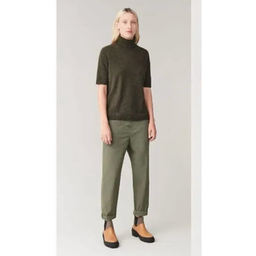 COS Green High Rise Button Fly Tapered Leg Pants Womens Size 10‎ Utility